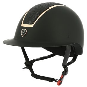 EQUITHEME Sikkerhedsridehjelm Glint mat sort/rosegold