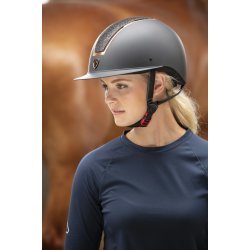 EQUITHEME Sikkerhedsridehjelm Glint mat sort/rosegold