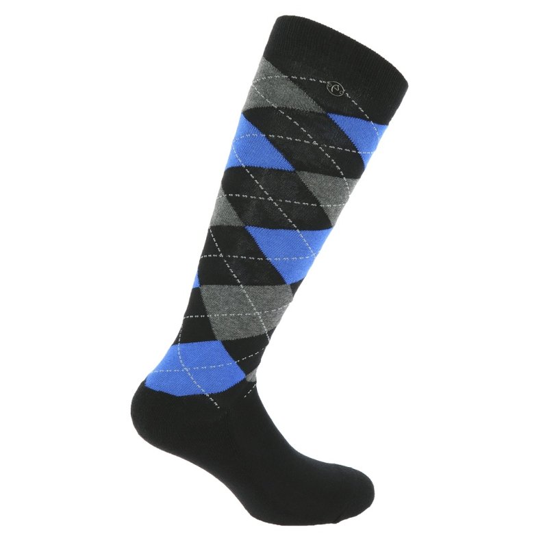 EQUITHEME Ridestr�mper Argyle flere farver 35-38 Sort/bl�