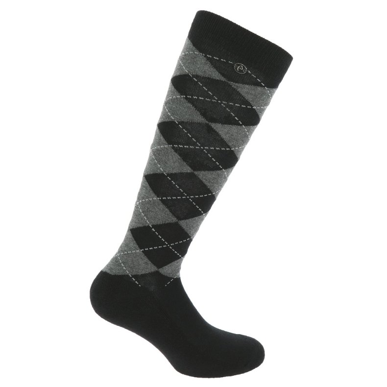 EQUITHEME Ridestr�mper Argyle flere farver 35-38 Sort/gr�