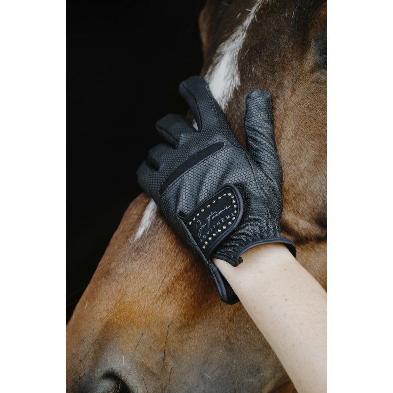 Ridehandske EQUITHEME Je t'aime STRASS Sort