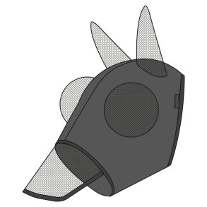 EQUITHEME Fluemaske Lycra Anti-UV med mule sort